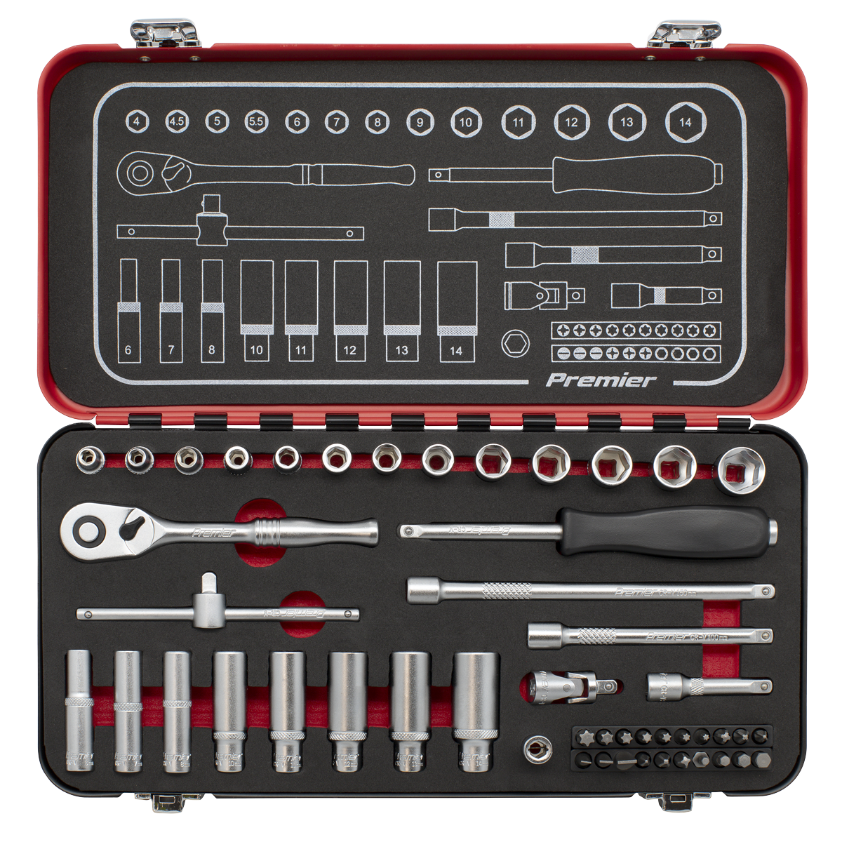Premier Platinum Socket Set 1/4"Sq Drive 49pc