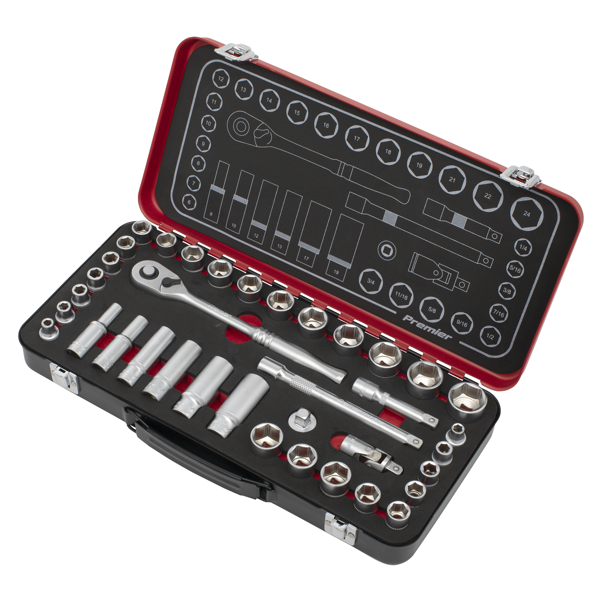 Premier Platinum Metric/Imperial Socket Set 3/8"Sq Drive 37pc