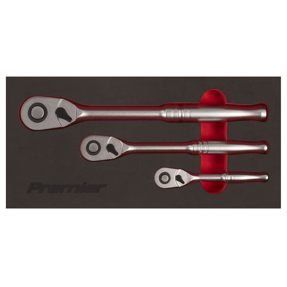 Premier Platinum Pear-Head Ratchet Wrench Set with Flip Reverse 3pc