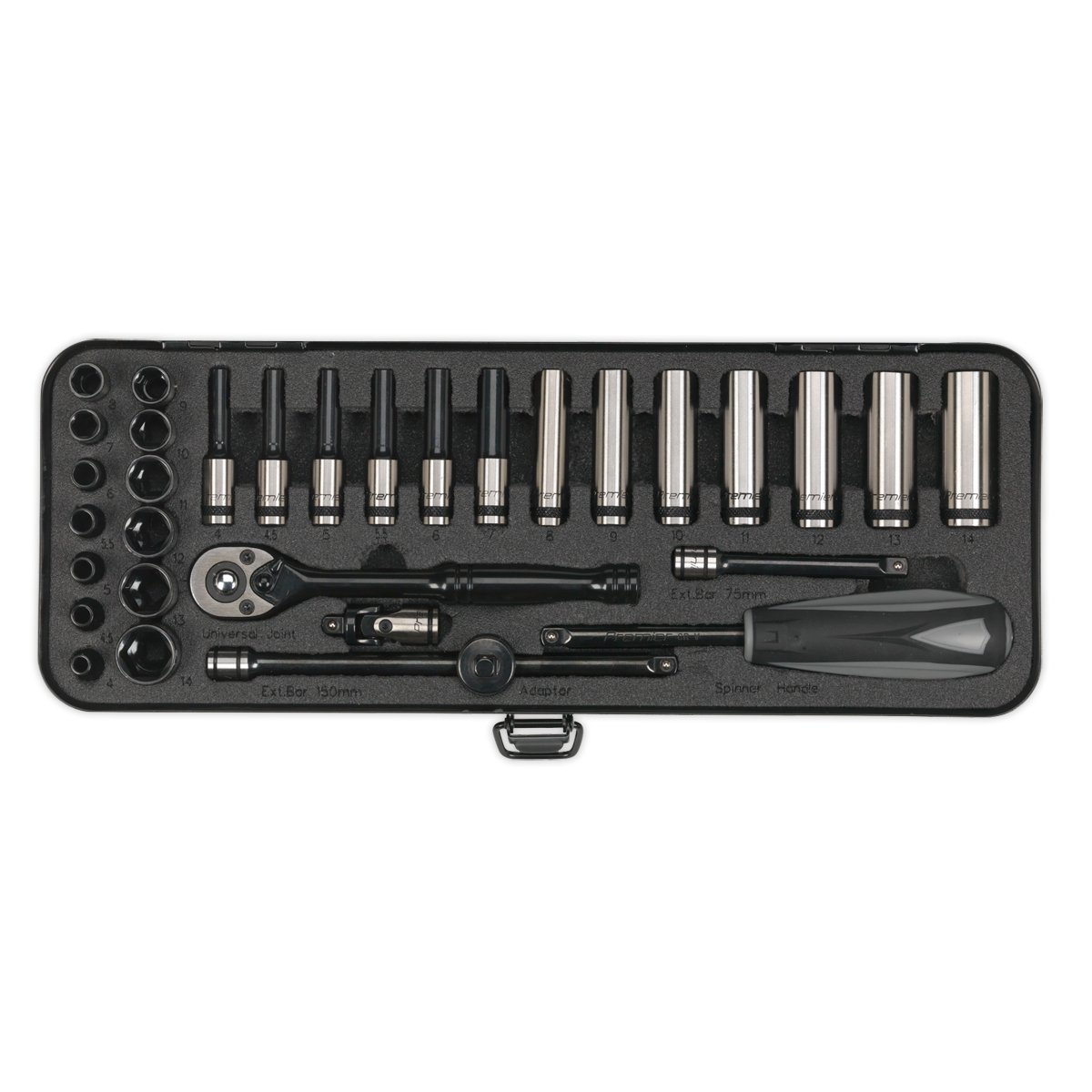 Premier Black Socket Set 1/4"Sq Drive 32pc