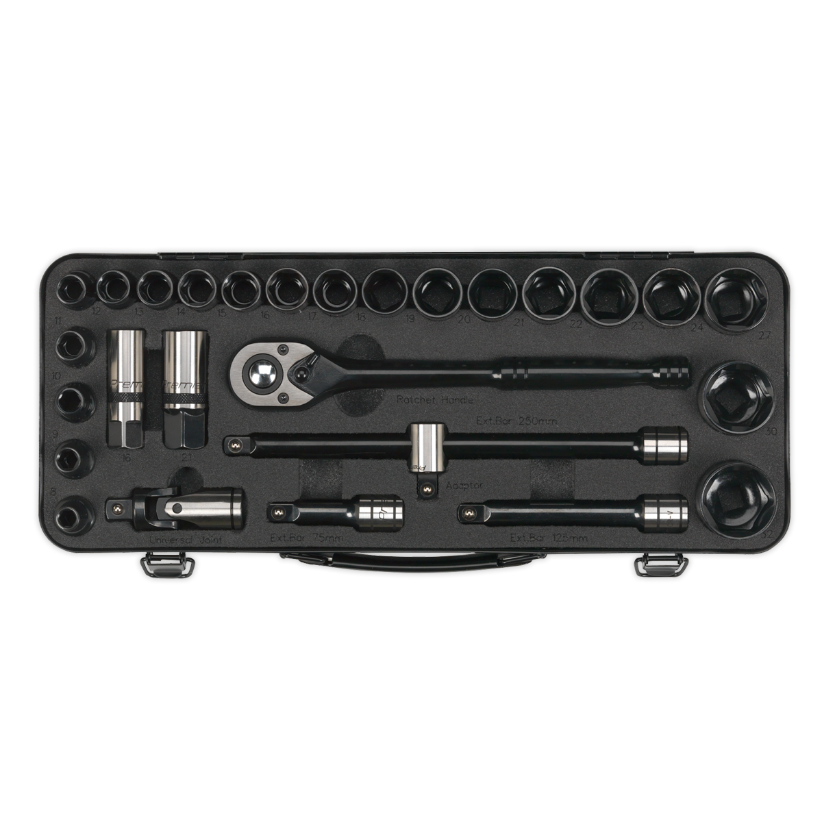 Premier Black Socket Set 1/2"Sq Drive 28pc