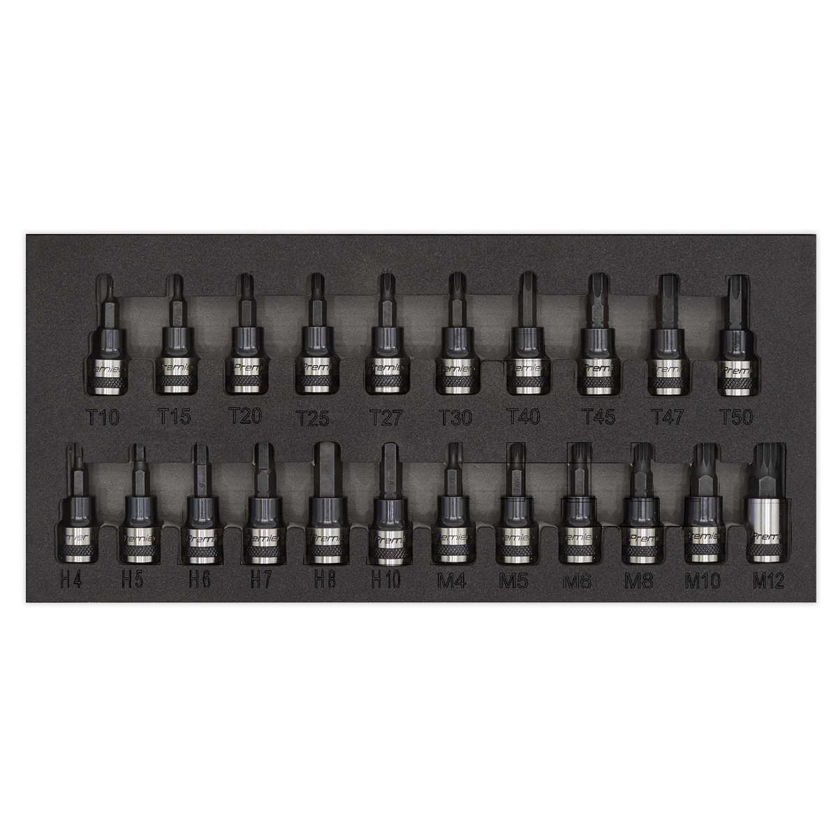 Premier Black TRX-Star*/Hex/Spline Socket Bit Set 3/8"Sq Drive 22pc