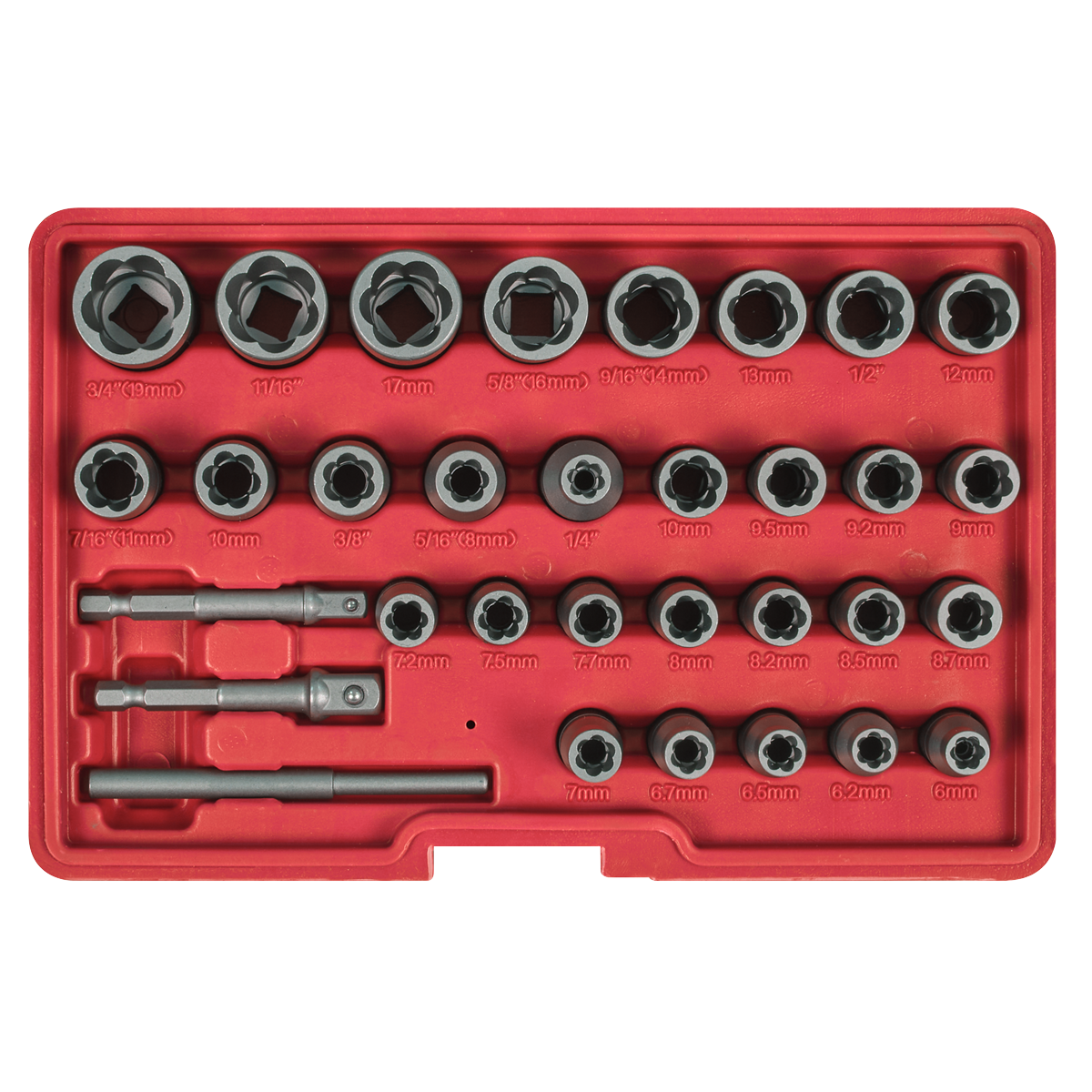 Slim Design Bolt & Nut Extractor Set 32pc