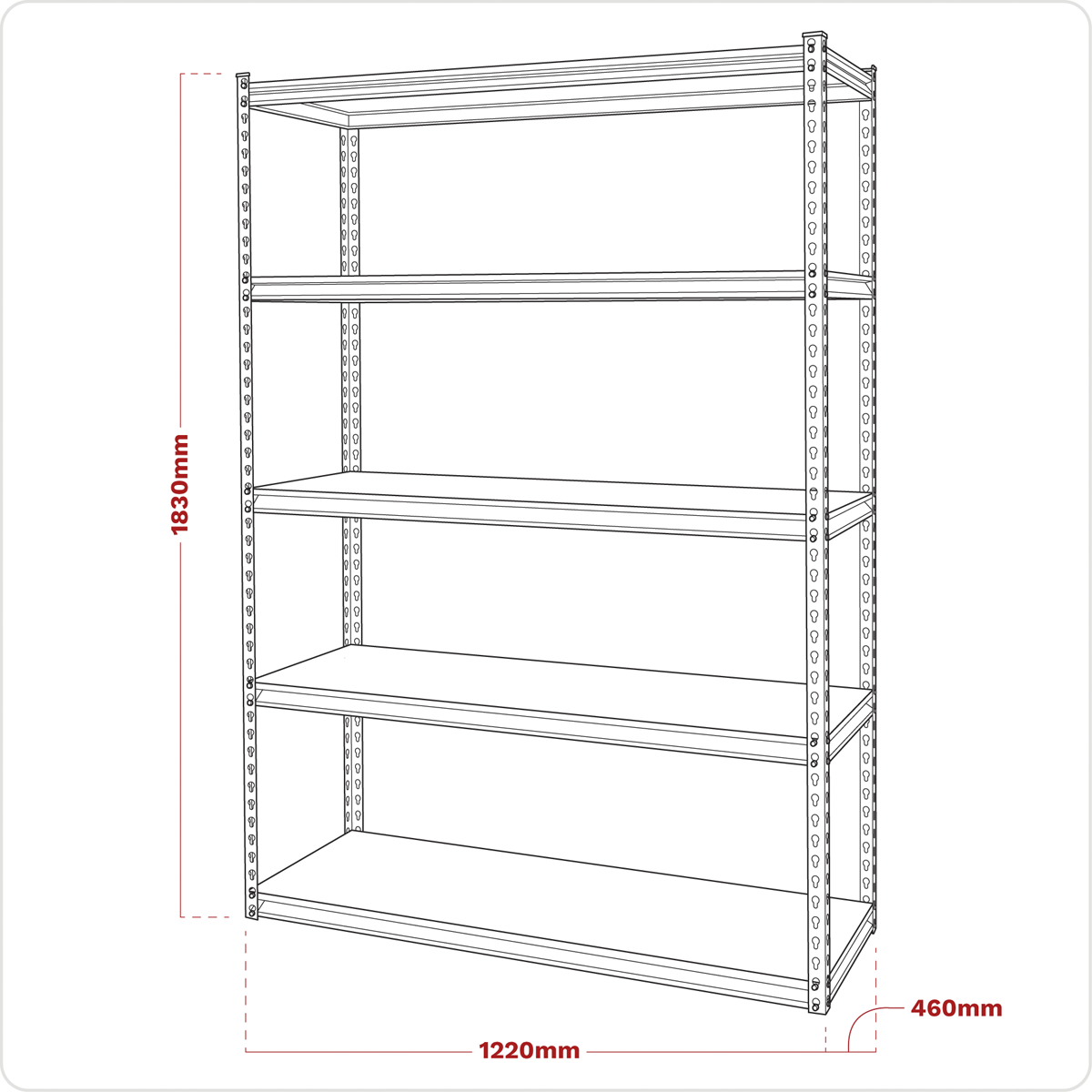 Racking Unit with 5 Shelves 220kg Capacity Per Level