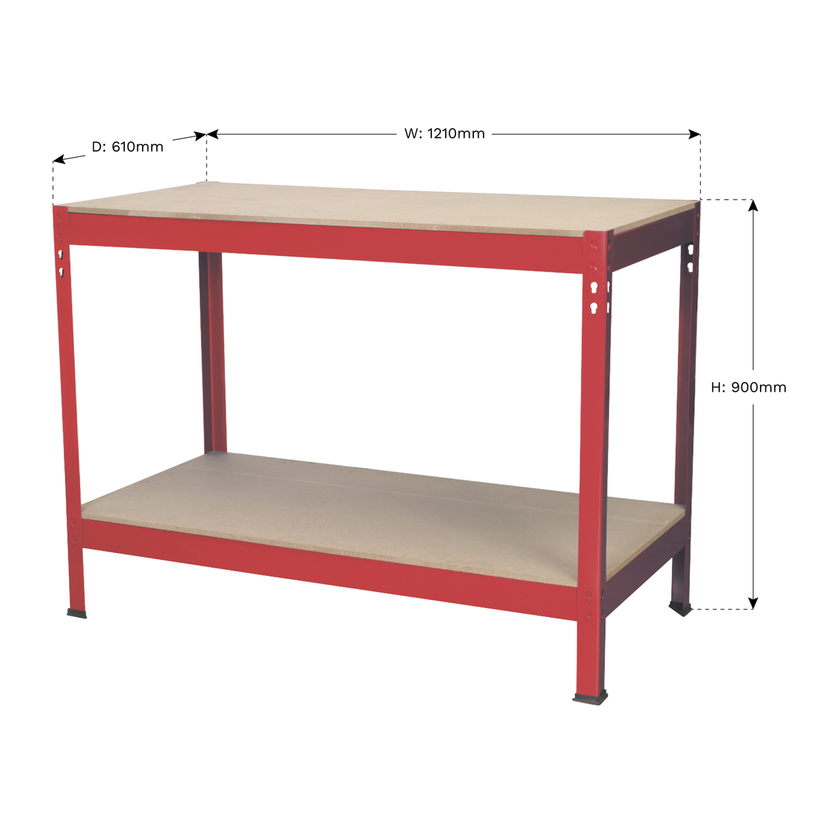 Steel Workbench with Wooden Top 1.2m