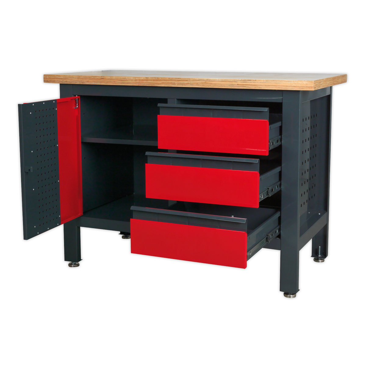 Workbench with 3 Drawers & Cupboard