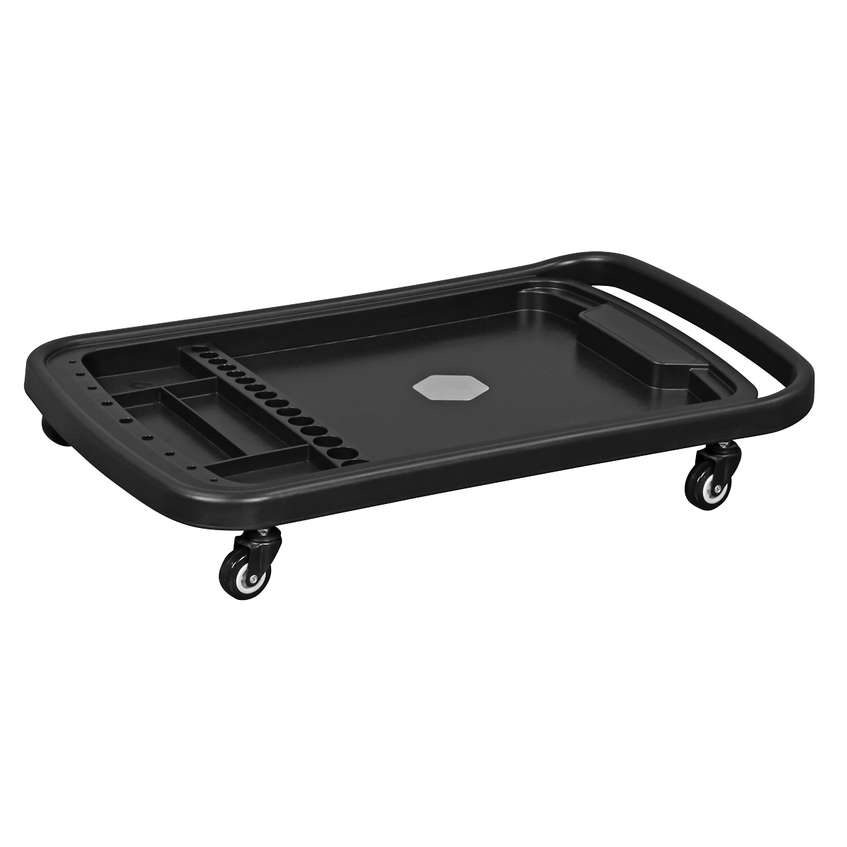 Adjustable-Height Mobile Workstation with Removable Top Tray