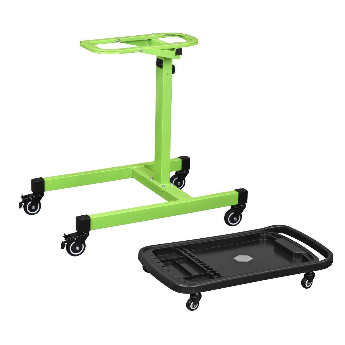 Adjustable-Height Mobile Workstation with Removable Top Tray