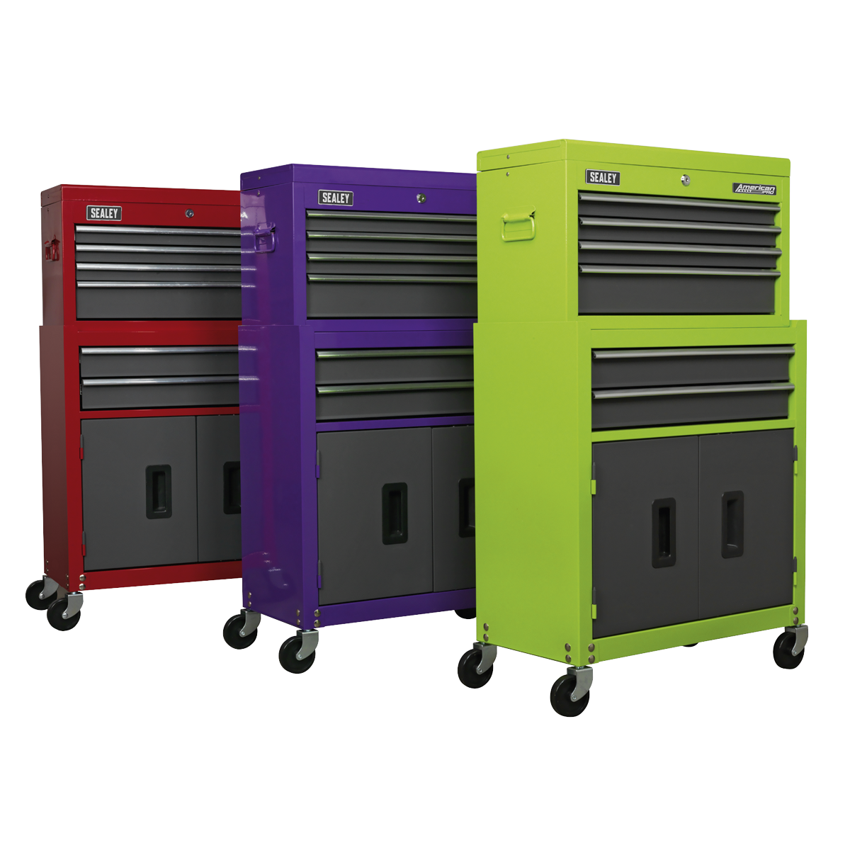 American PRO® Topchest & Rollcab Combination 6 Drawer - Purple/Grey