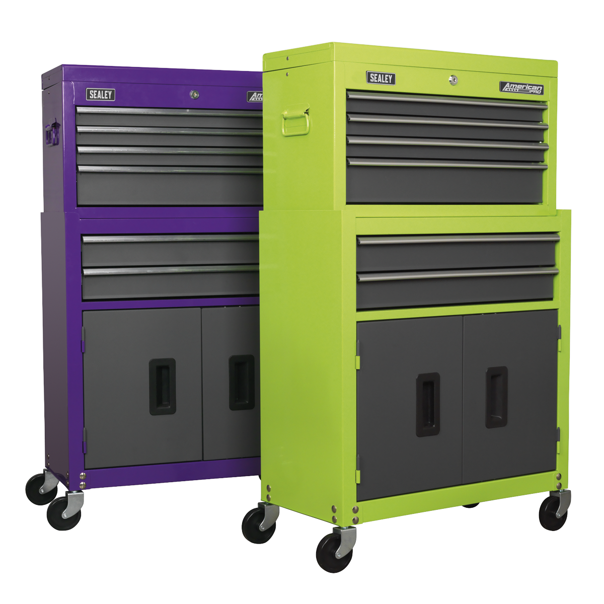 American PRO® Topchest & Rollcab Combination 6 Drawer - Purple/Grey