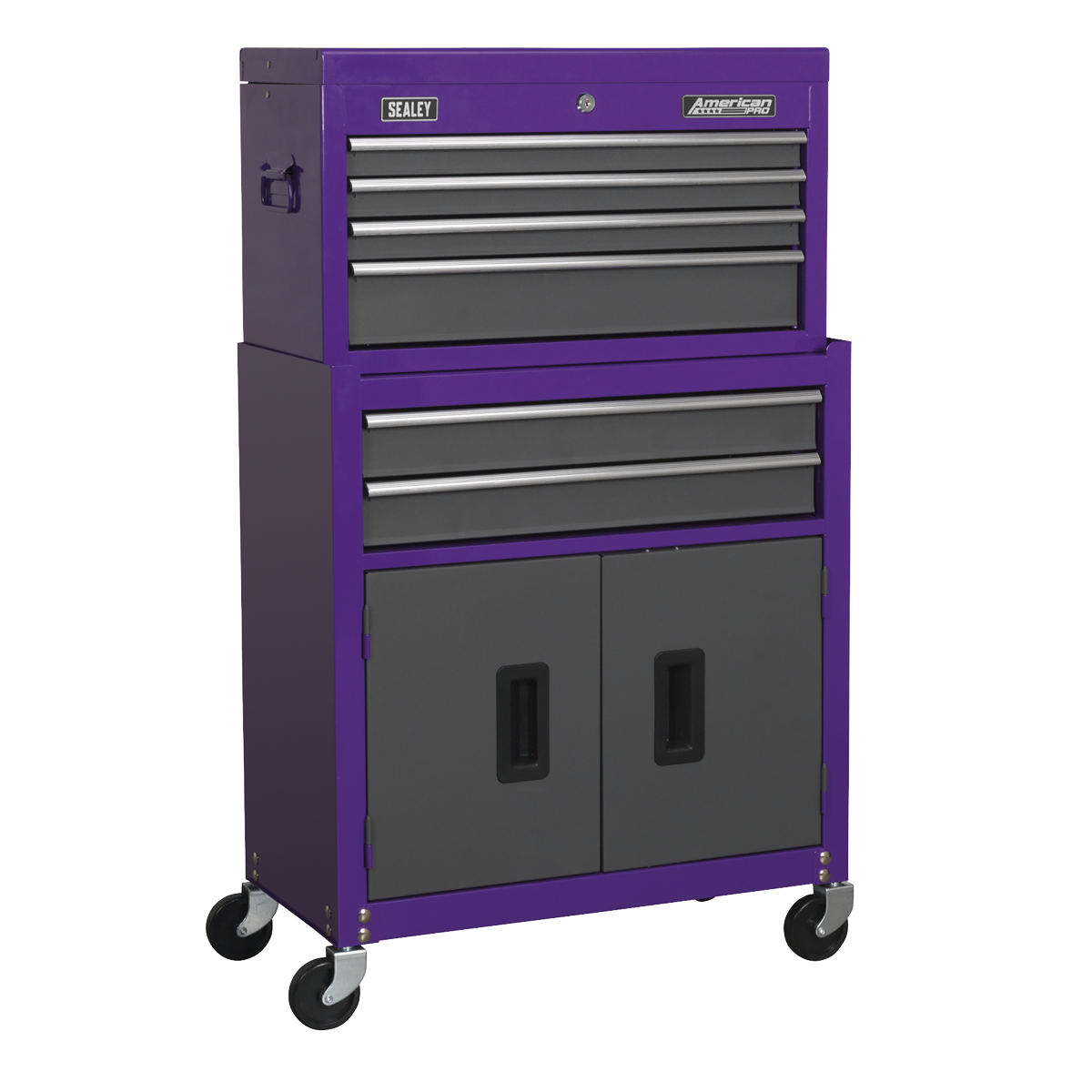 American PRO® Topchest & Rollcab Combination 6 Drawer - Purple/Grey