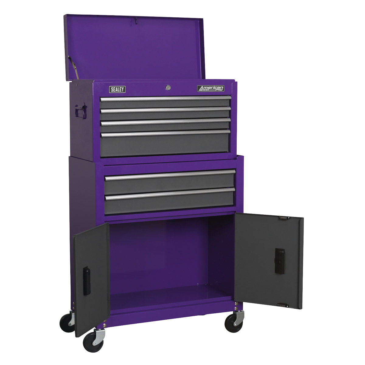 American PRO® Topchest & Rollcab Combination 6 Drawer - Purple/Grey
