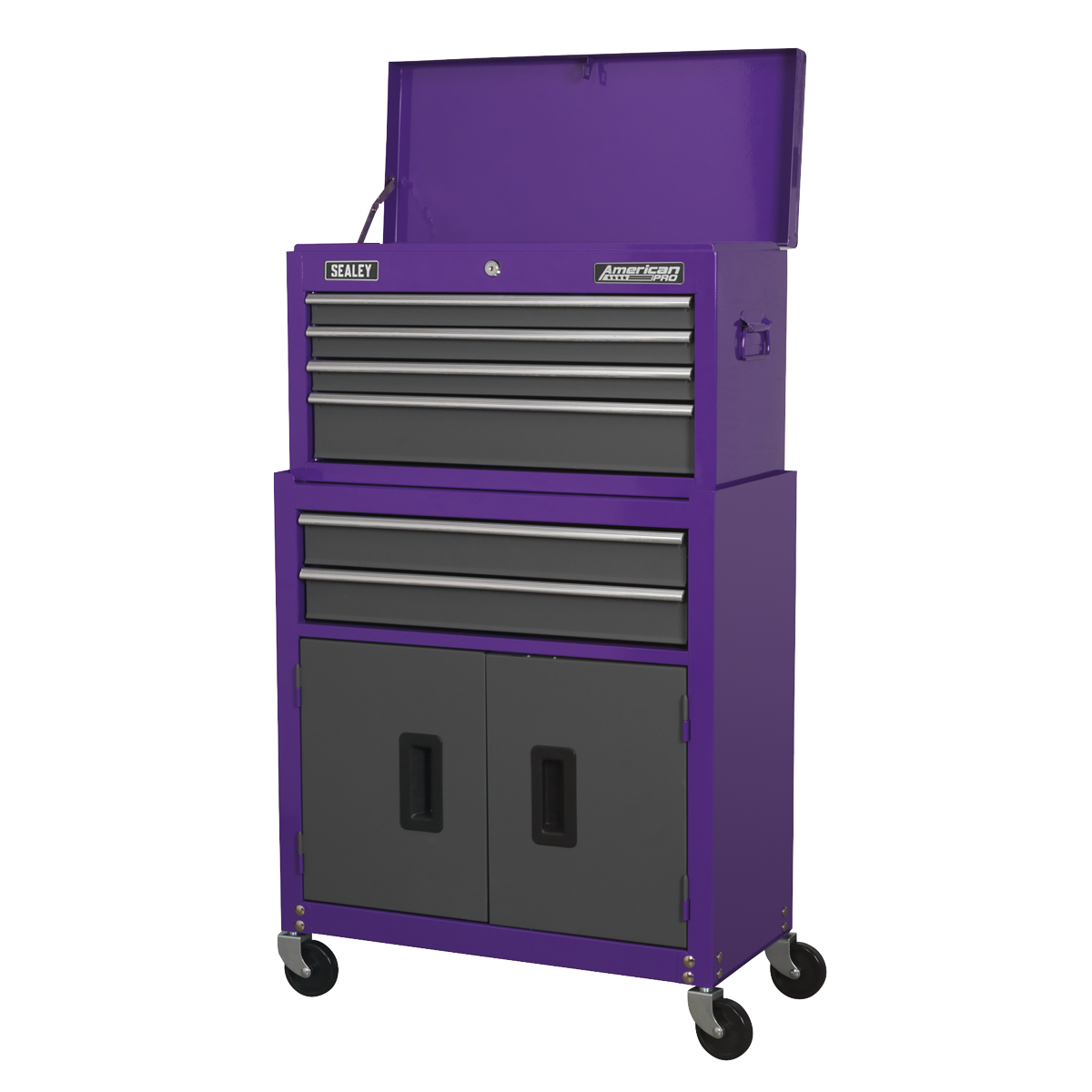 American PRO® Topchest & Rollcab Combination 6 Drawer - Purple/Grey