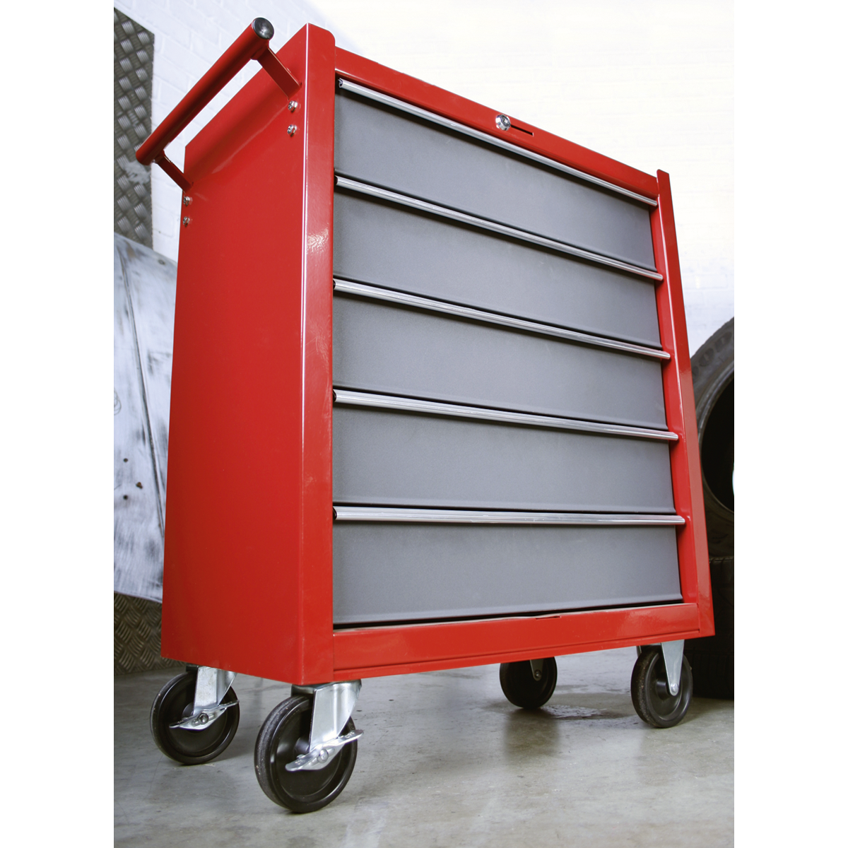 American PRO® Rollcab 5 Drawer - Red/Grey