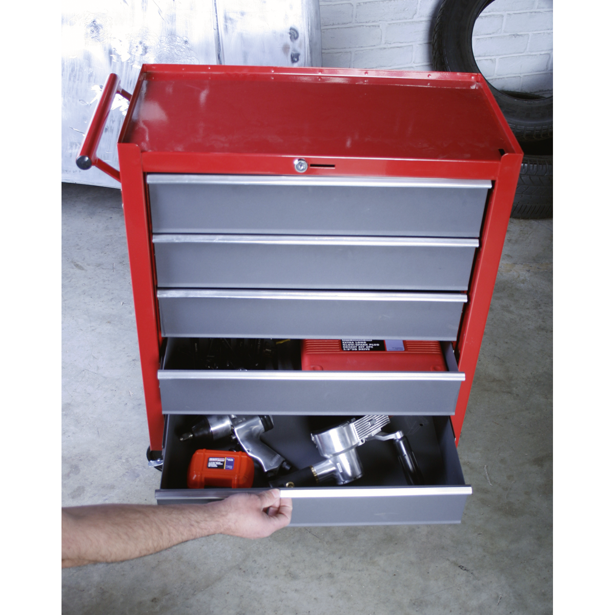 American PRO® Rollcab 5 Drawer - Red/Grey