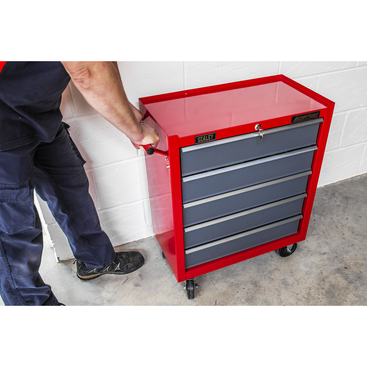 American PRO® Rollcab 5 Drawer - Red/Grey