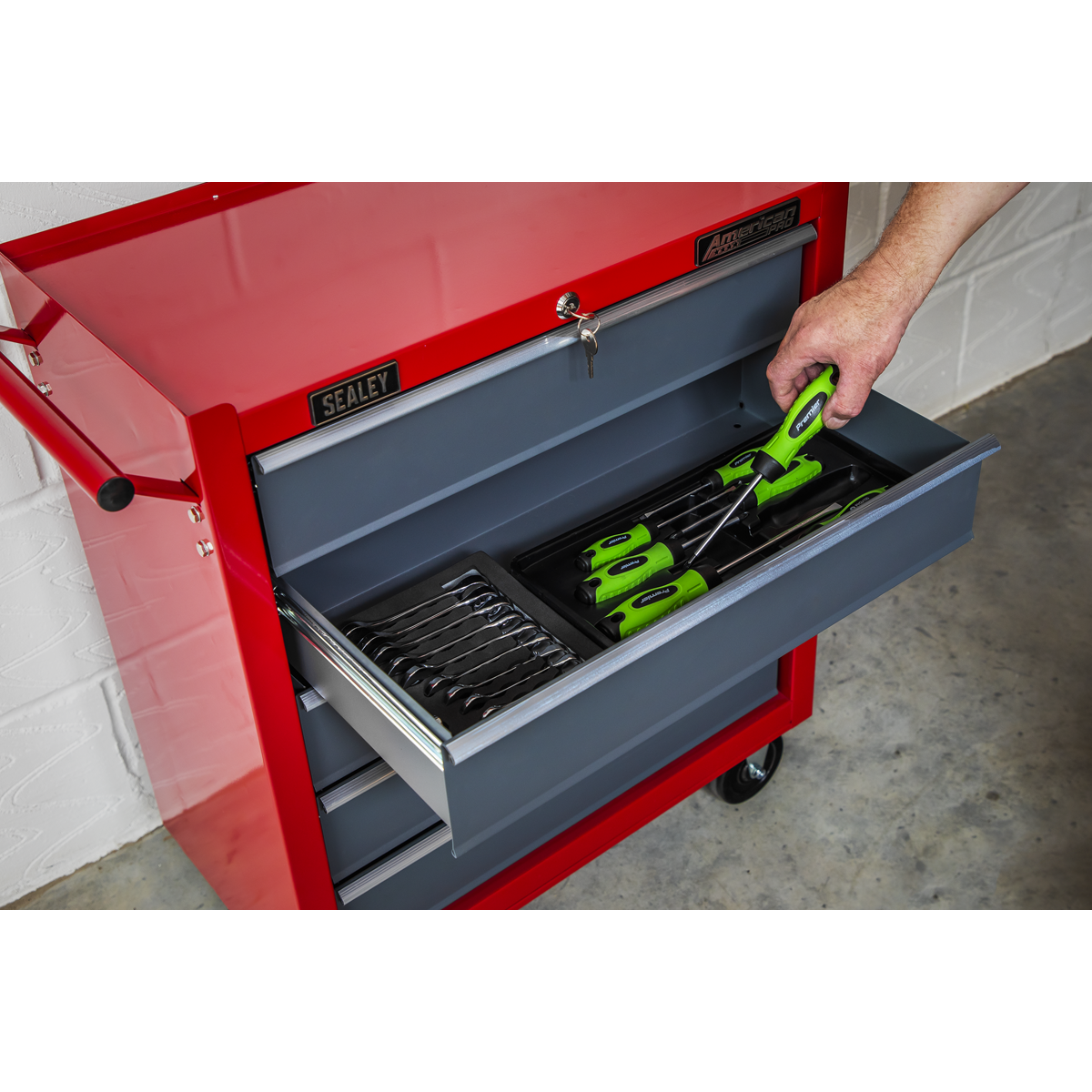 American PRO® Rollcab 5 Drawer - Red/Grey