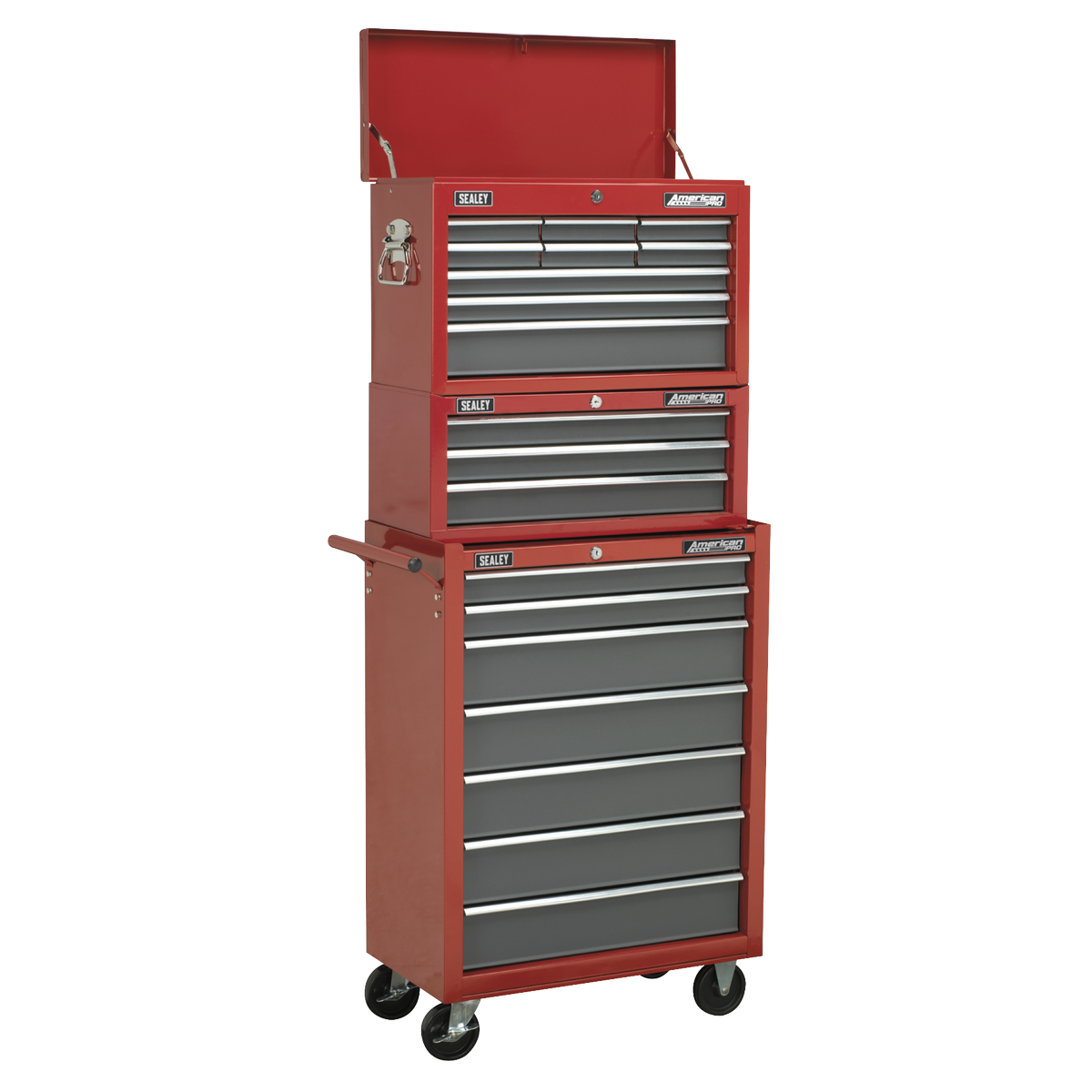 American PRO® Topchest 9 Drawer - Red/Grey