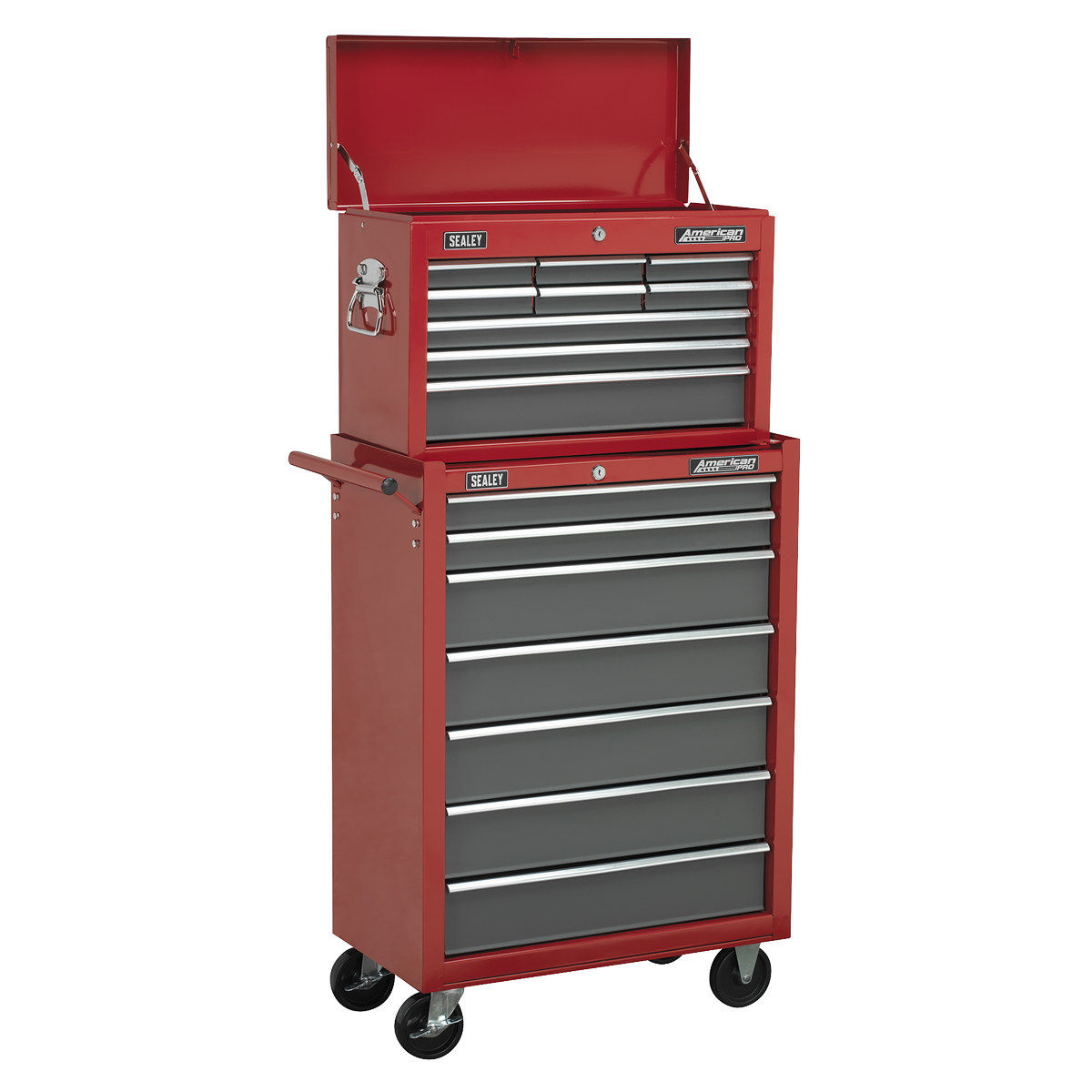 American PRO® Topchest 9 Drawer - Red/Grey