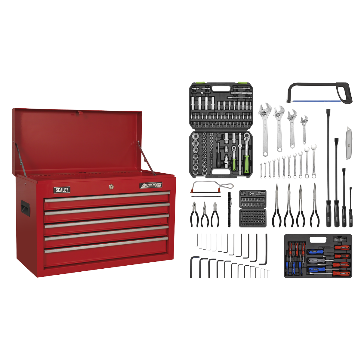 American PRO® Topchest 5 Drawer with 272pc Tool Kit - Red