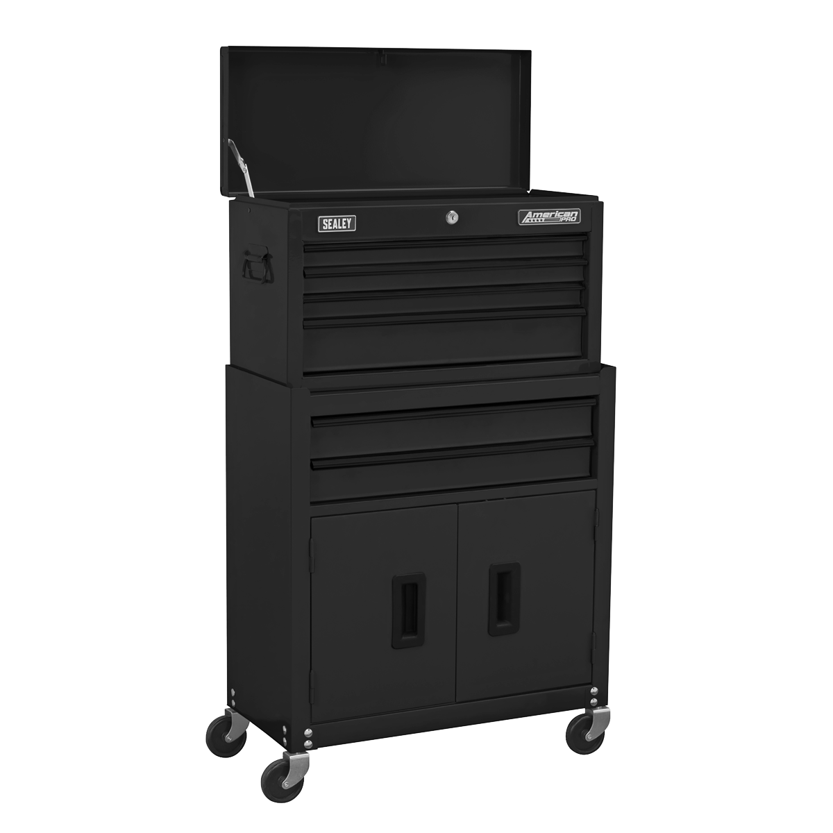 American PRO® Topchest & Rollcab Combination 6 Drawer with 170pc Tool Kit - Black