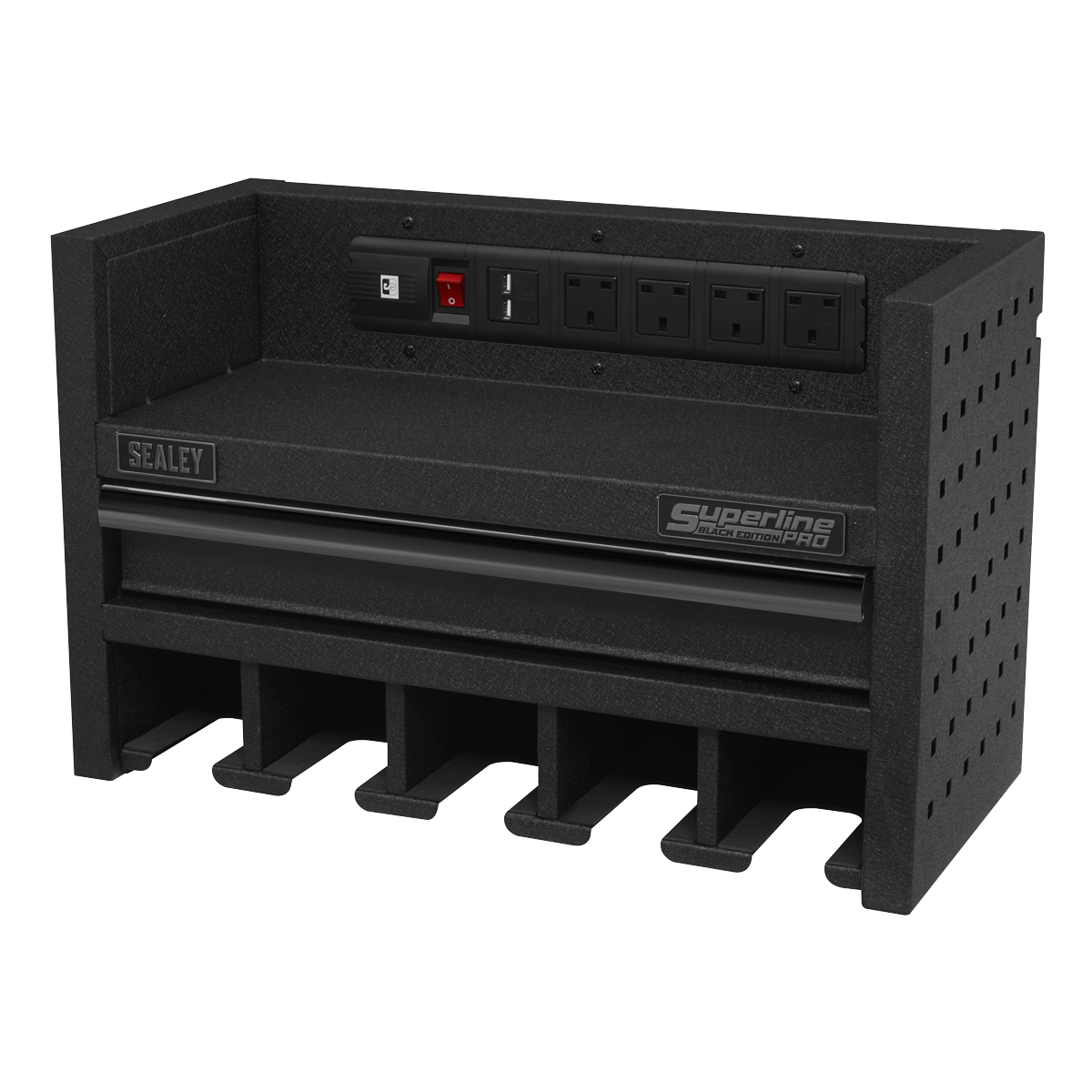 Superline PRO® Power Tool Storage Rack with Drawer & Power Strip
