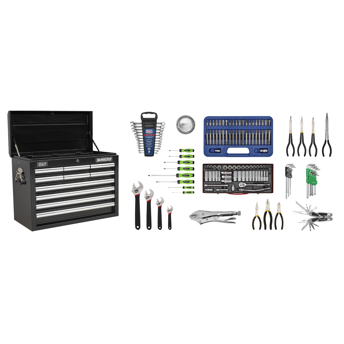 Superline PRO® Topchest 10 Drawer with 140pc Tool Kit - Black