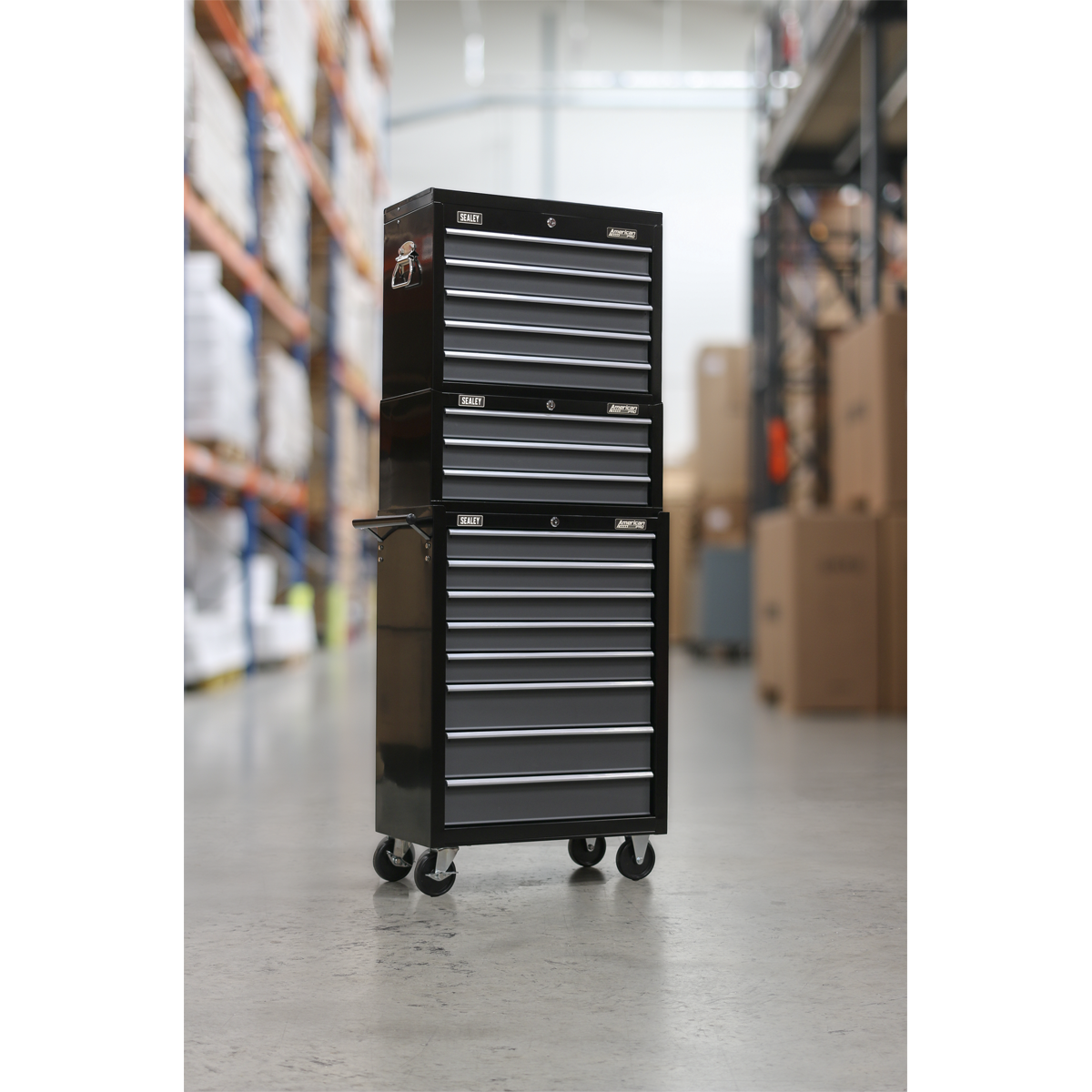 American PRO® Tool Chest Combination 16 Drawer - Black/Grey