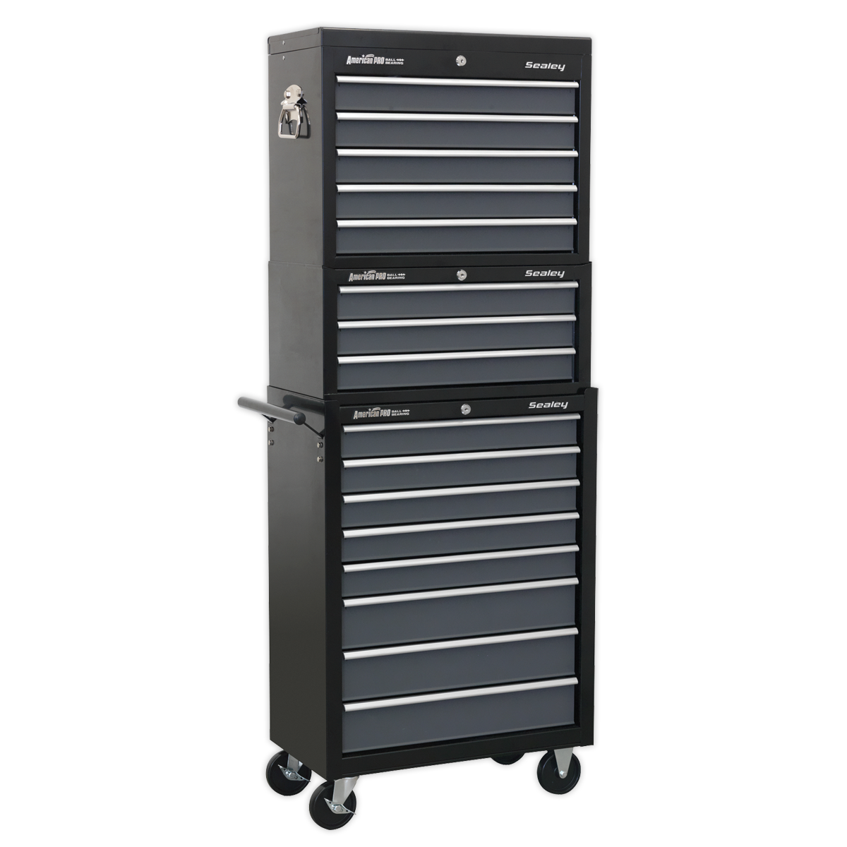 American PRO® Tool Chest Combination 16 Drawer - Black/Grey