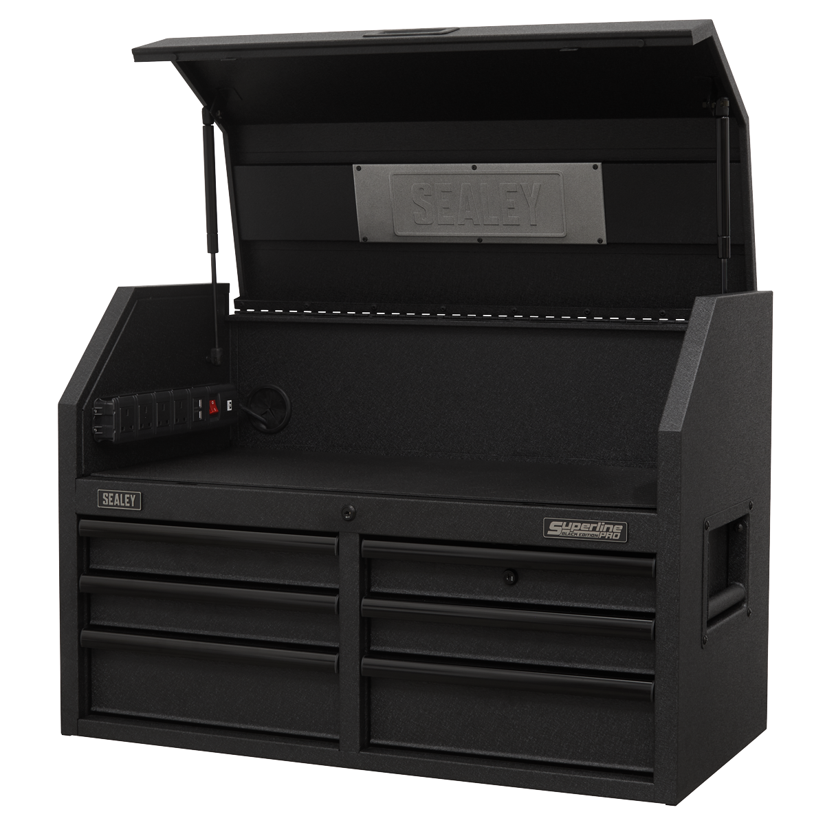 Superline PRO® Black Edition Topchest with 6 Soft Close Drawers & Power Strip 910mm