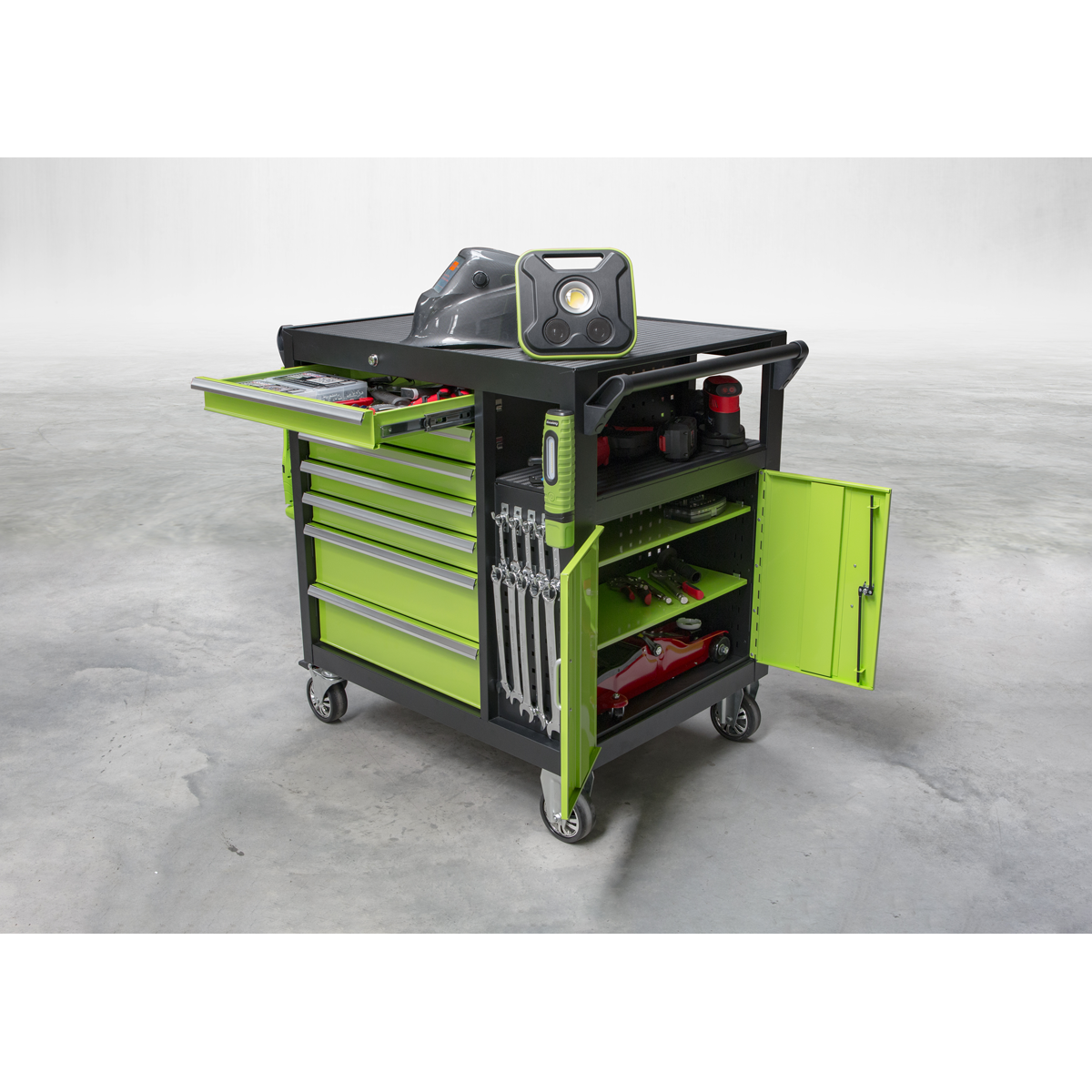 Premier™ Mobile Workstation with 7 Drawers & Cupboard 920mm