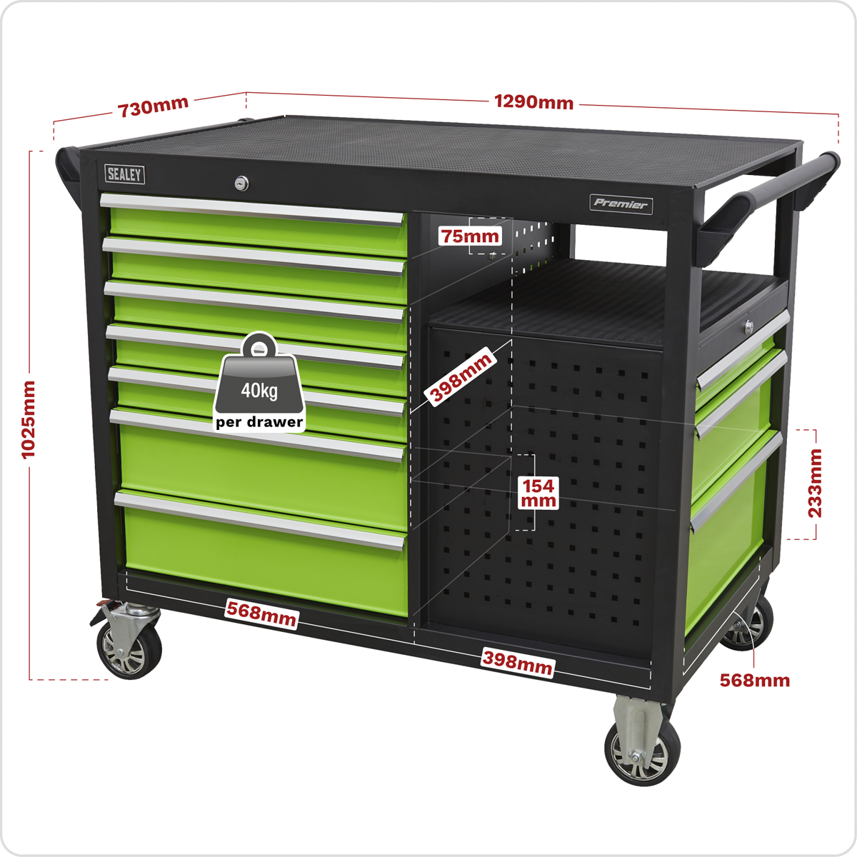 Premier™ Mobile Workstation 10 Drawer 1140mm