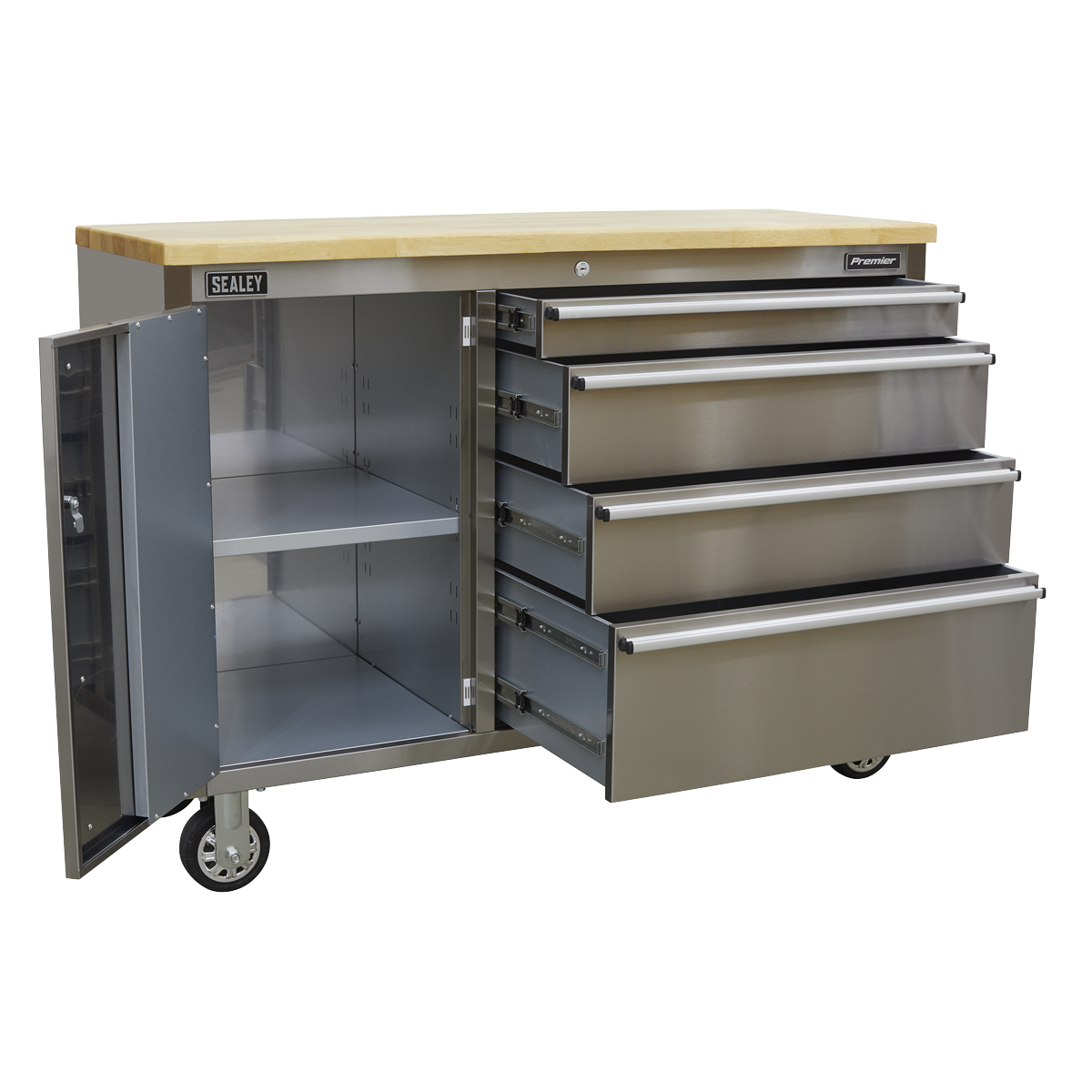 Premier™ Mobile Stainless Steel Tool Cabinet 4 Drawer