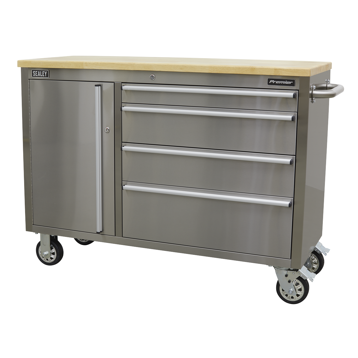 Premier™ Mobile Stainless Steel Tool Cabinet 4 Drawer