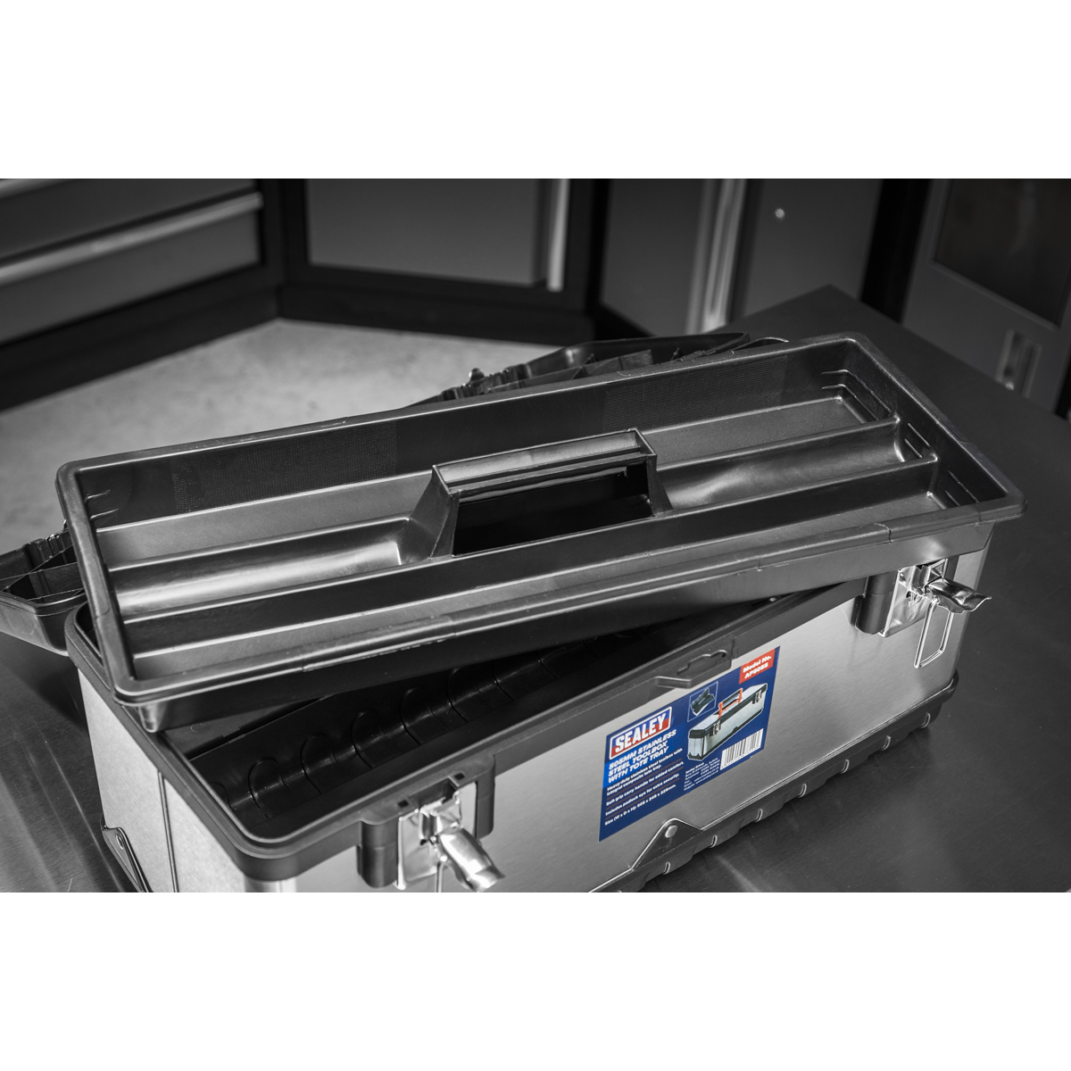 Stainless Steel Toolbox with Tote Tray 505mm