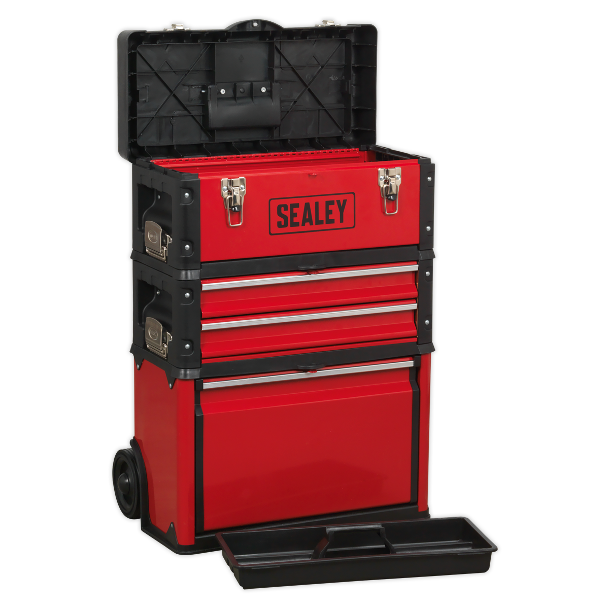 Mobile Steel/Composite Toolbox with 3 Compartments