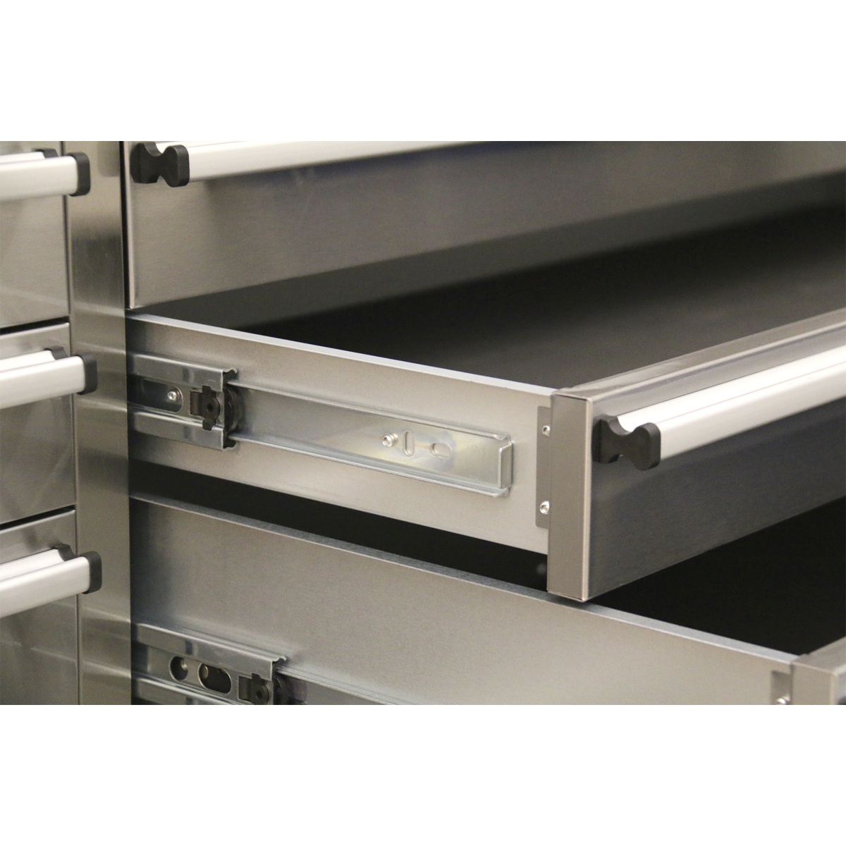 Premier™ Mobile Stainless Steel Tool Cabinet 10 Drawer with Backboard & 2 Wall Cupboards