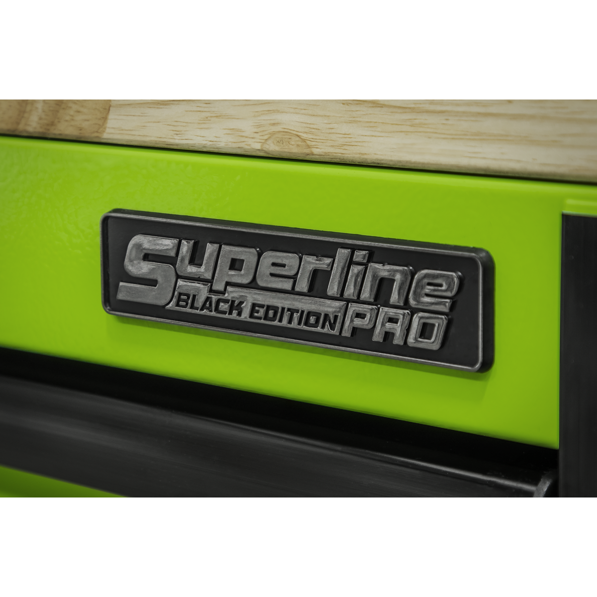 Superline PRO® Black Edition Mobile Trolley with Wooden Worktop, Hutch & 2 Drawer Riser 15 Drawer 1549mm