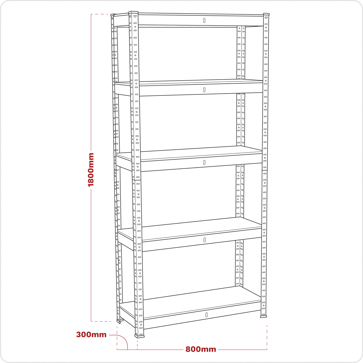Racking Unit with 5 Shelves 150kg Capacity Per Level