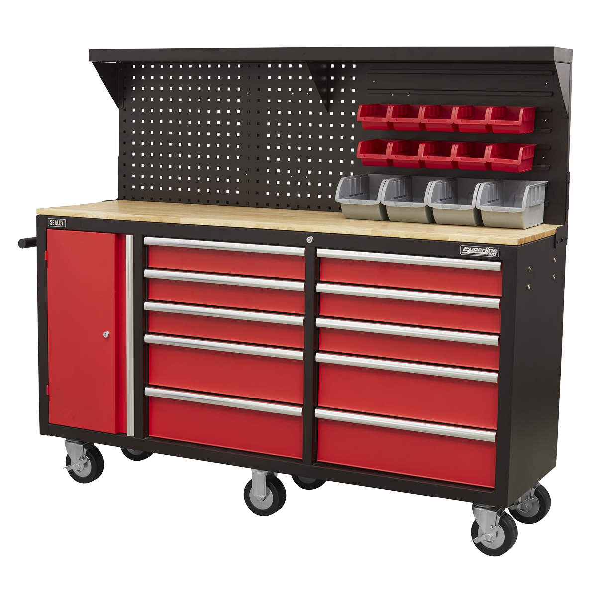 Superline PRO® Mobile Workstation with Backboard 10 Drawer