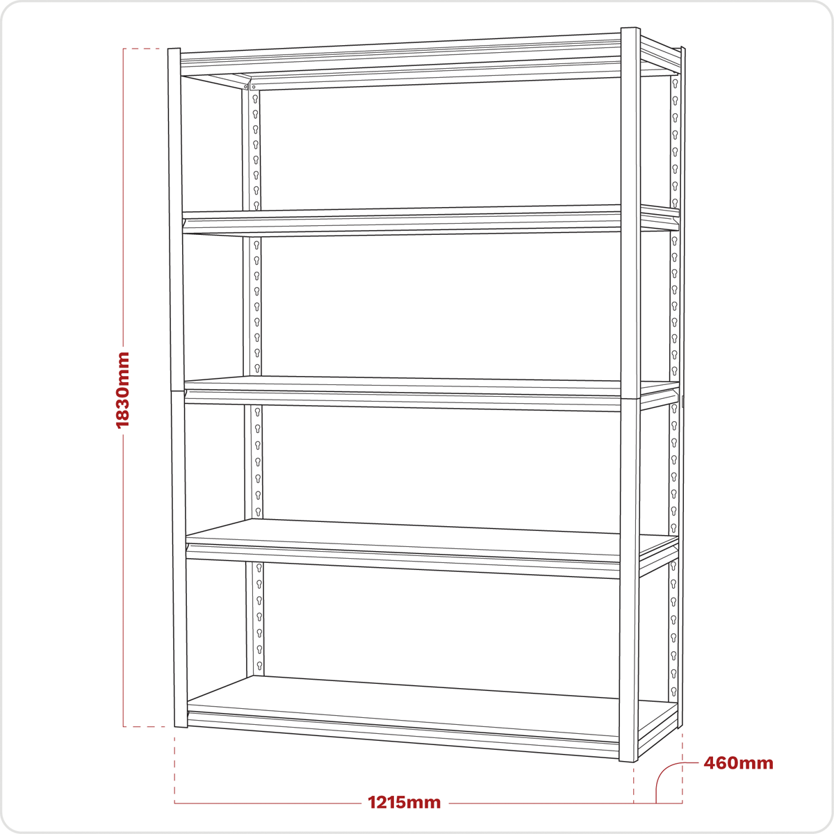 Racking Unit with 5 Shelves 600kg Capacity Per Level
