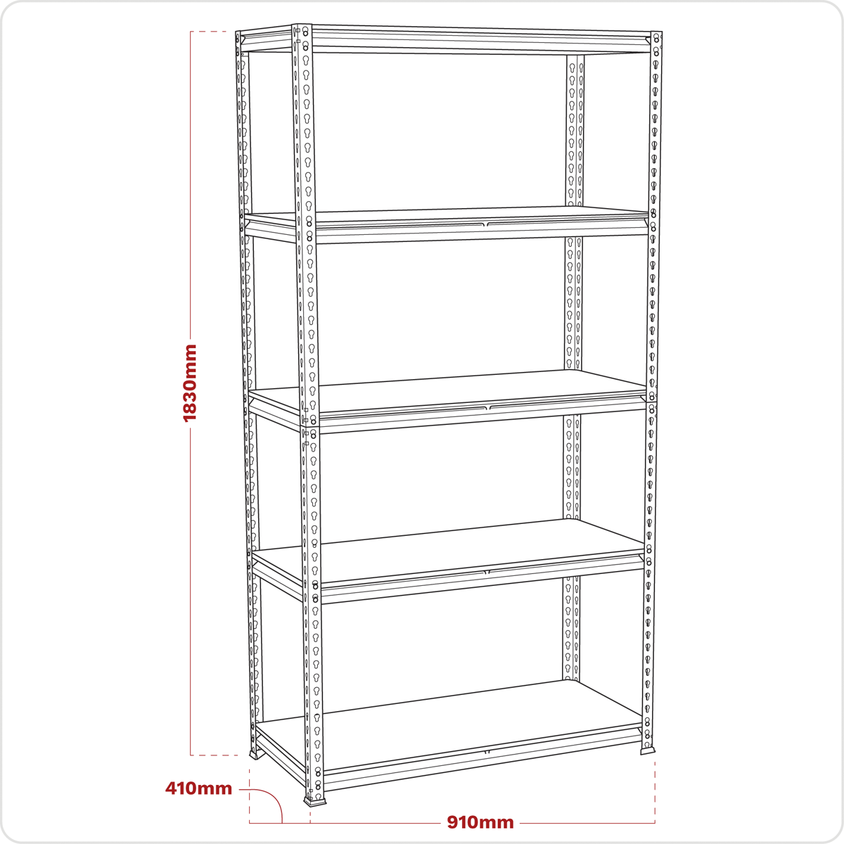 5-Level Racking Unit 200kg Capacity Per Level