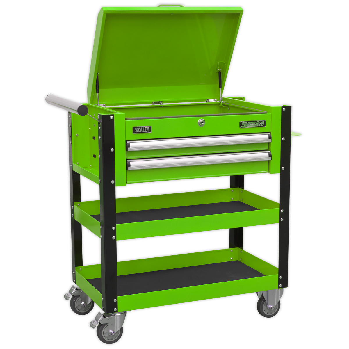Superline PRO® Heavy-Duty Mobile Tool & Parts Trolley with Lockable Top & 2 Drawers