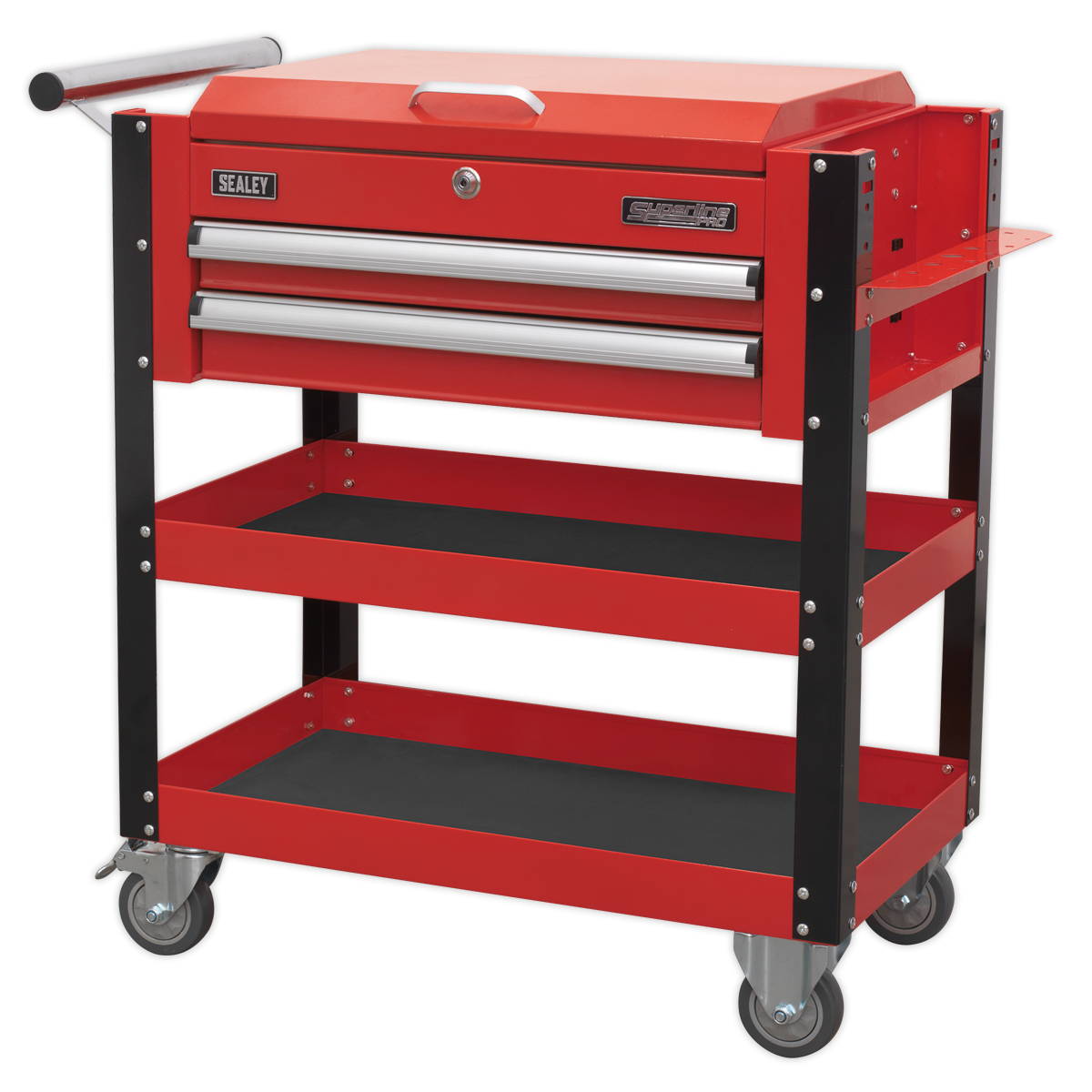 Superline PRO® Heavy-Duty Mobile Tool & Parts Trolley with Lockable Top & 2 Drawers