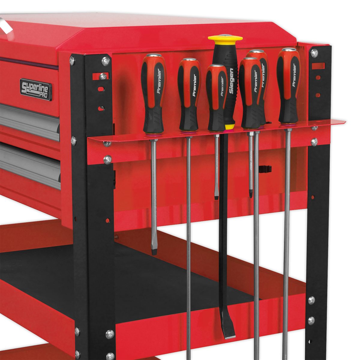 Superline PRO® Heavy-Duty Mobile Tool & Parts Trolley with Lockable Top & 2 Drawers