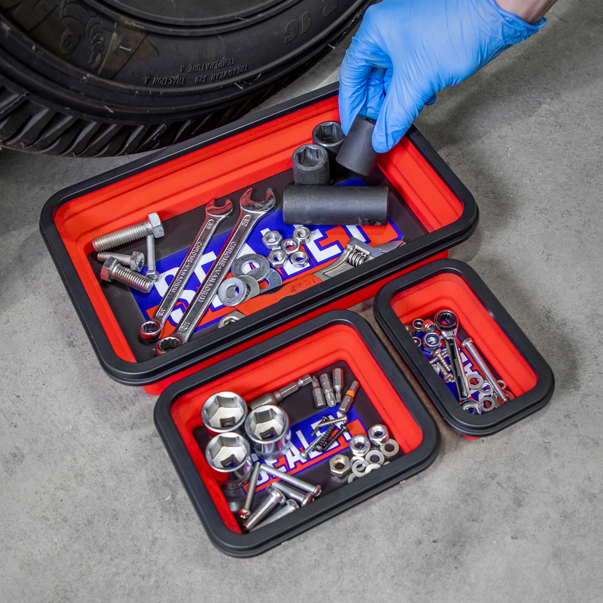 Collapsible Magnetic Parts Tray - Set of 3
