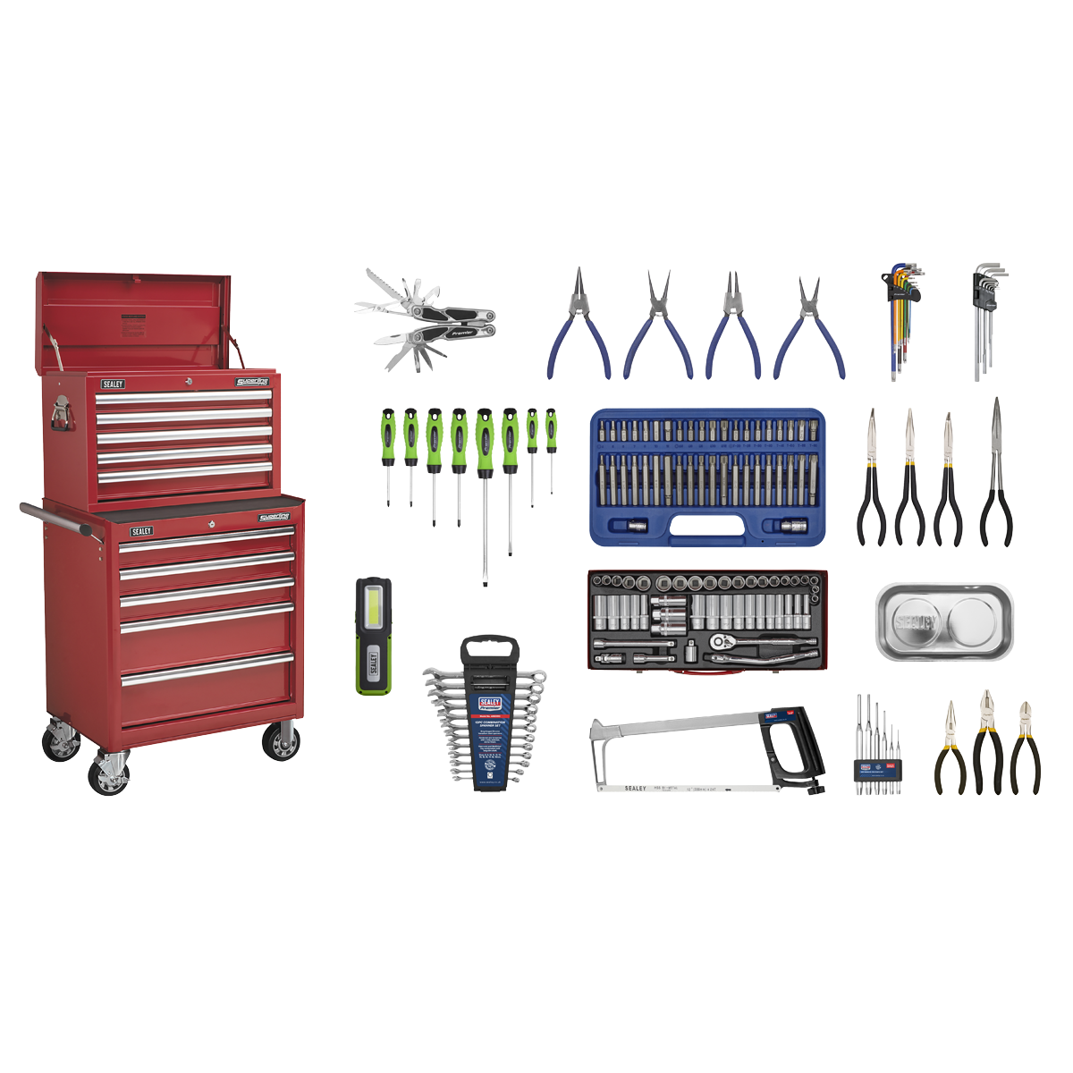 Superline PRO® Topchest & Rollcab Combination 10 Drawer with 148pc Tool Ki