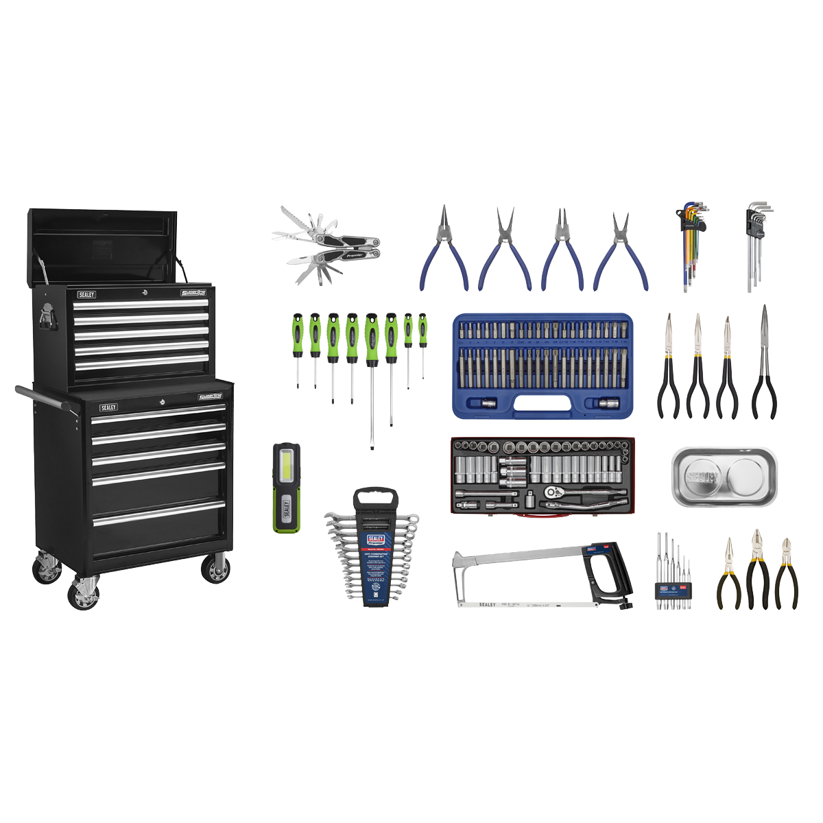 Superline PRO® Topchest & Rollcab Combination 10 Drawer with 148pc Tool Ki