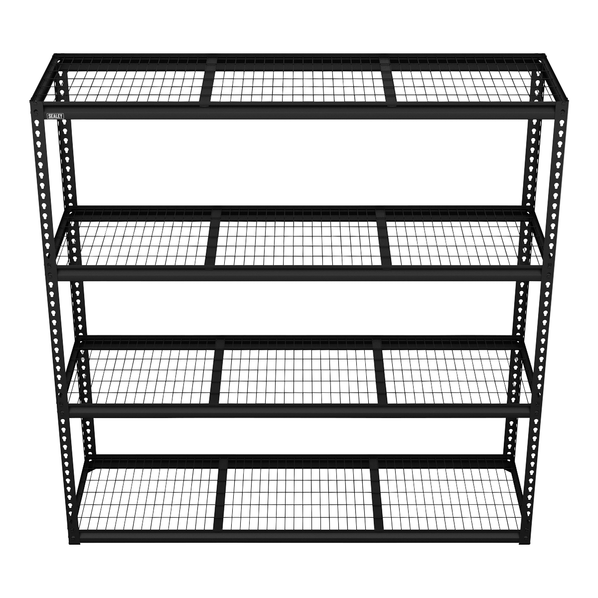 Heavy-Duty Modular Racking Unit with 4 Mesh Shelves 300kg Capacity Per Level 1830mm