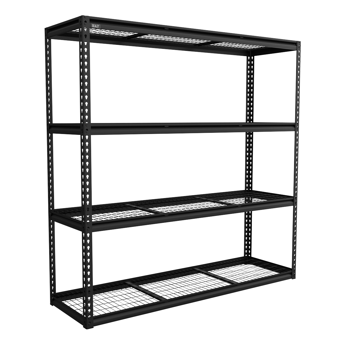 Heavy-Duty Modular Racking Unit with 4 Mesh Shelves 300kg Capacity Per Level 1830mm